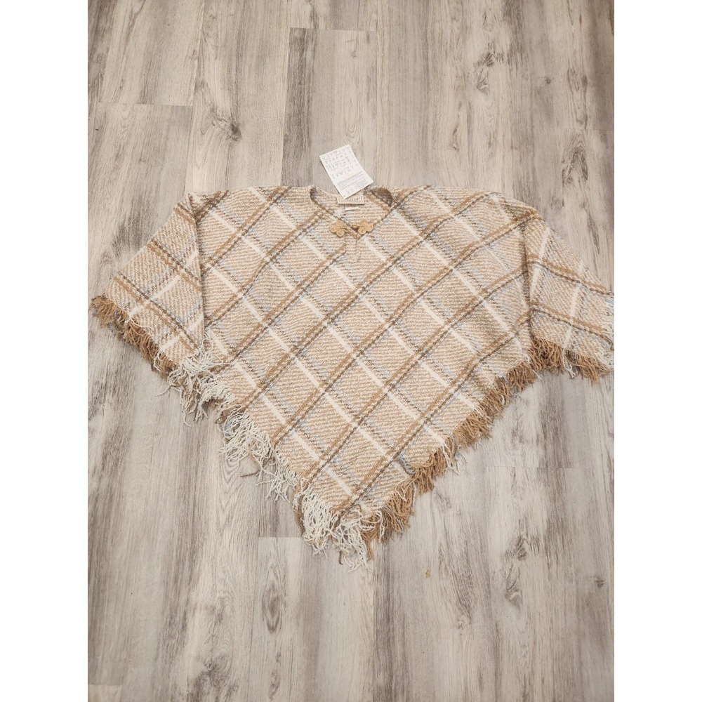 Boyne Valley Weavers Poncho Cape Shawl Wool Alpaca Ireland Fringe Hand Woven NWT